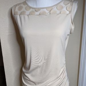 New York and Co cream top with rouch side detail, size small